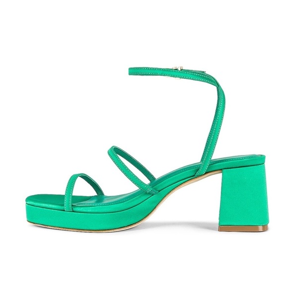NEW Larroude Gio Strappy Low Block Heel Sandals in Green Satin, 6.5 - Picture 11 of 11
